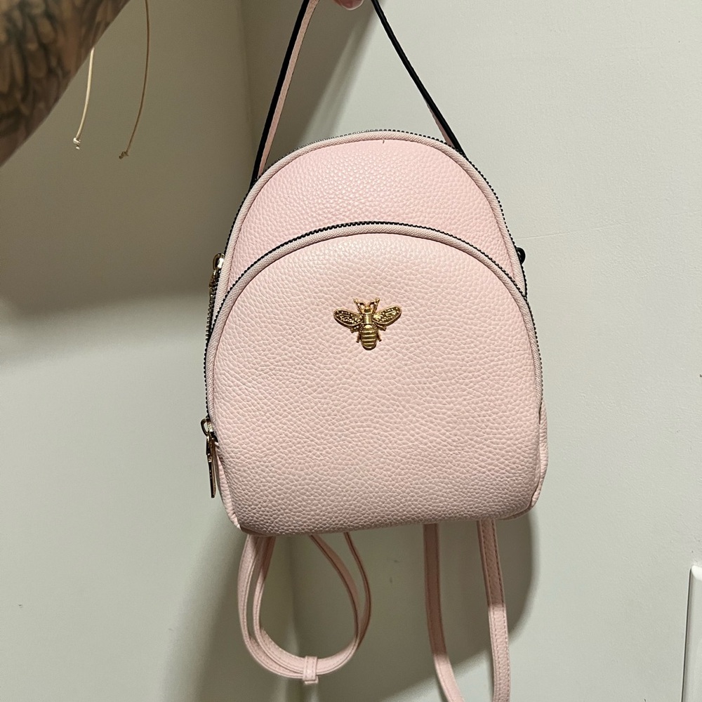 Pastel Pink Textured Leather Mini Backpack